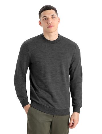 Gritstone Heather Men's Icebreaker Merino Shifter Long Sleeve Sweatshirt Hoodie | USA 1277DFMN